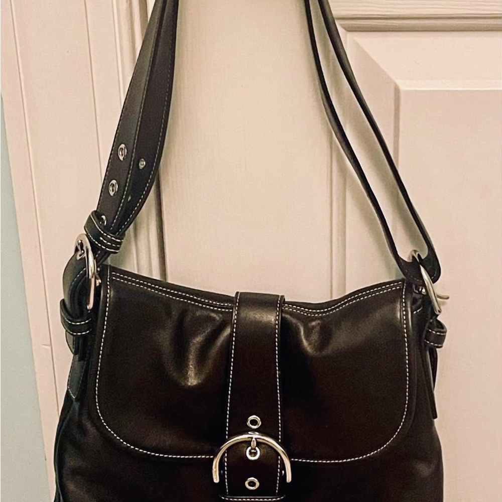 Coach Soho Flap Crossbody Bag Black Leather #9480